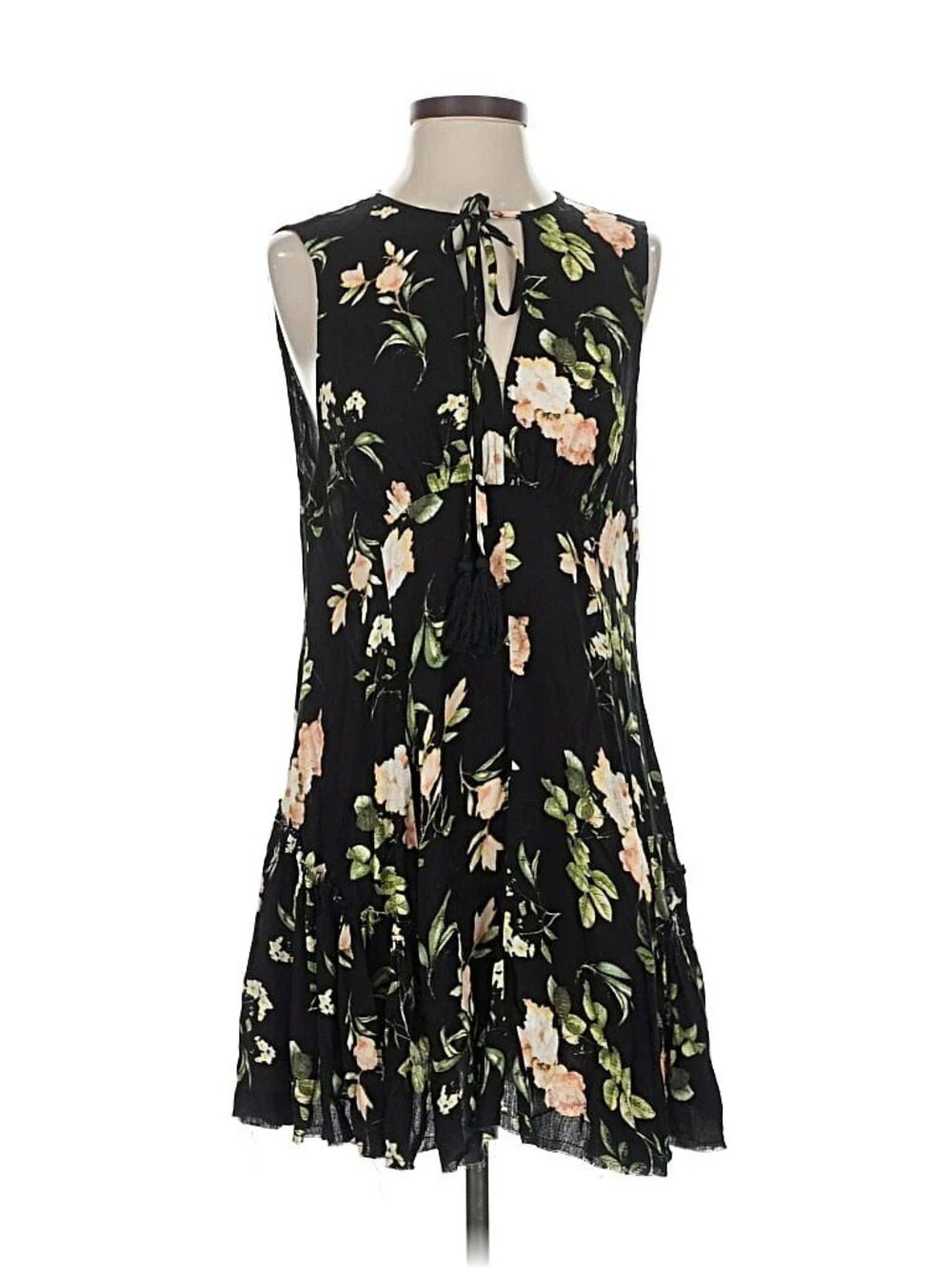 Cotton Candy LA Black Multicolor Floral Keyhole Mini Dress - Size S